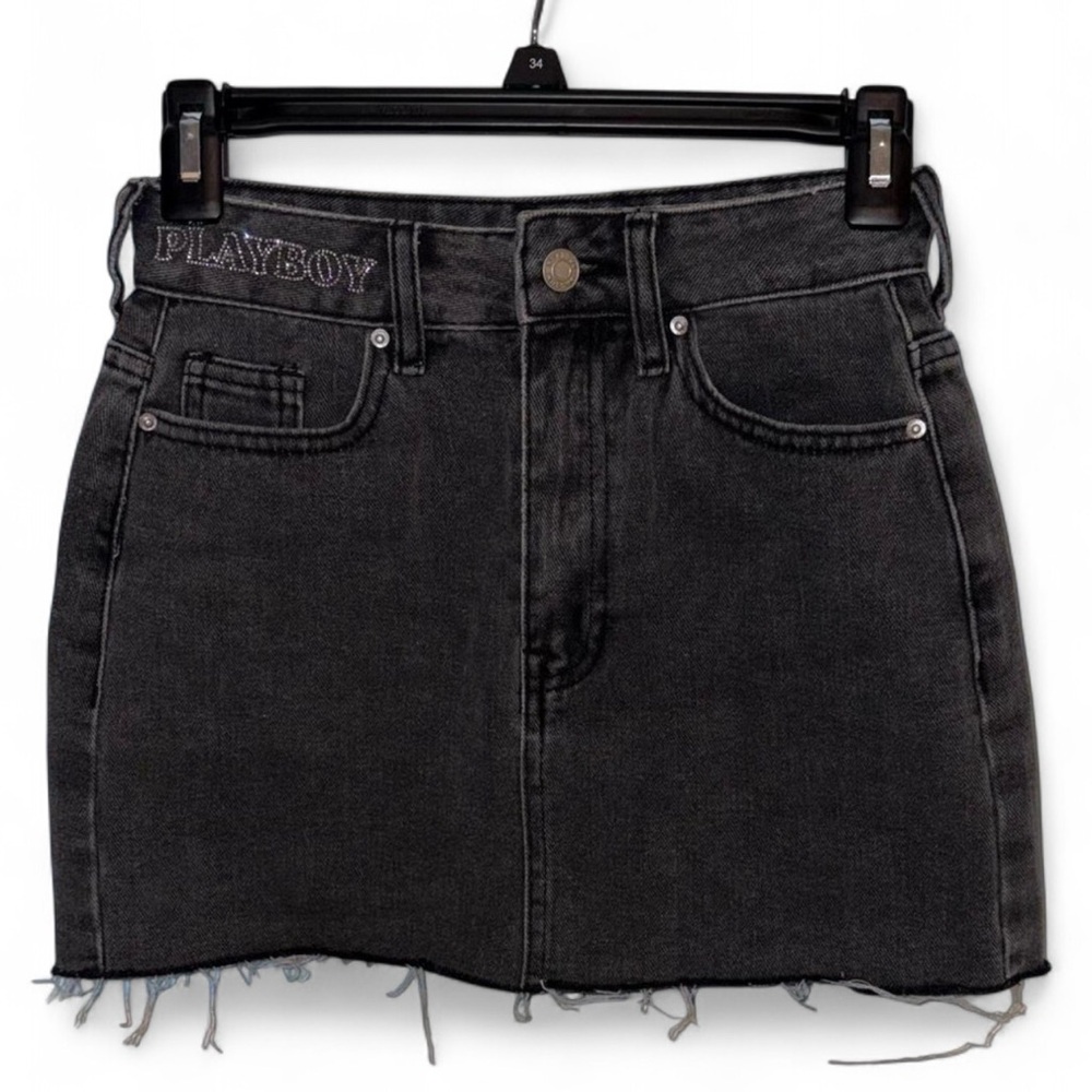 Playboy Women's Black Denim Mini Skirt